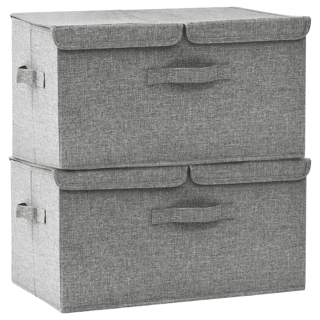 Úložné Boxy 2 Ks Textil 50 X 30 X 25 Cm Šedé