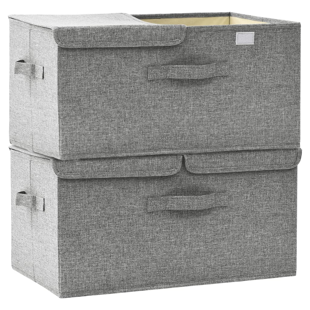 Úložné Boxy 2 Ks Textil 50 X 30 X 25 Cm Šedé
