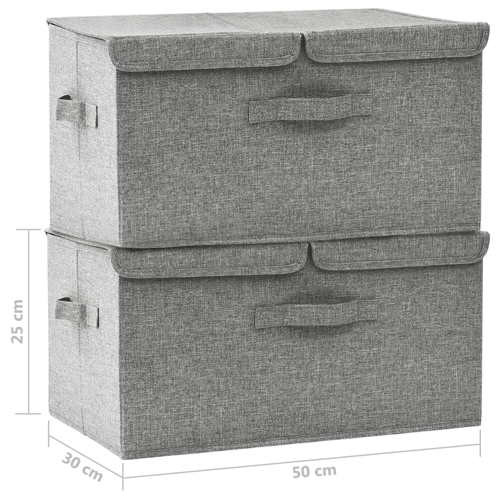 Úložné Boxy 2 Ks Textil 50 X 30 X 25 Cm Šedé