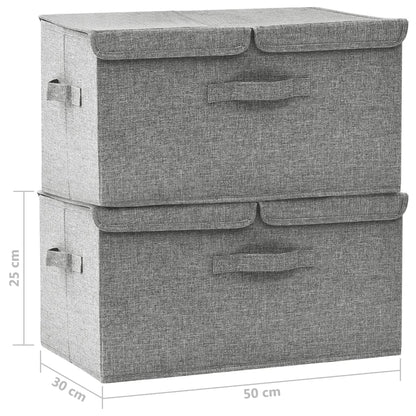 Úložné Boxy 2 Ks Textil 50 X 30 X 25 Cm Šedé