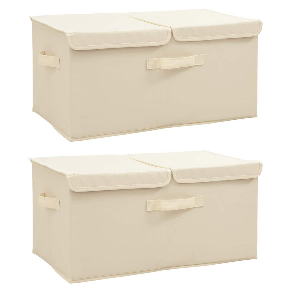 Úložné Boxy 2 Ks Textil 50 X 30 X 25 Cm Krémové Krémová