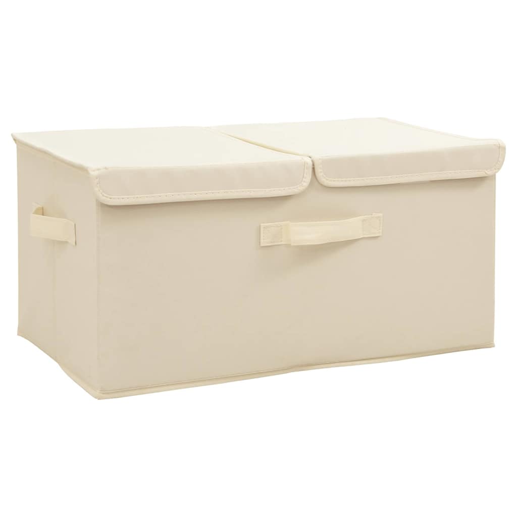 Úložné Boxy 2 Ks Textil 50 X 30 X 25 Cm Krémové Krémová