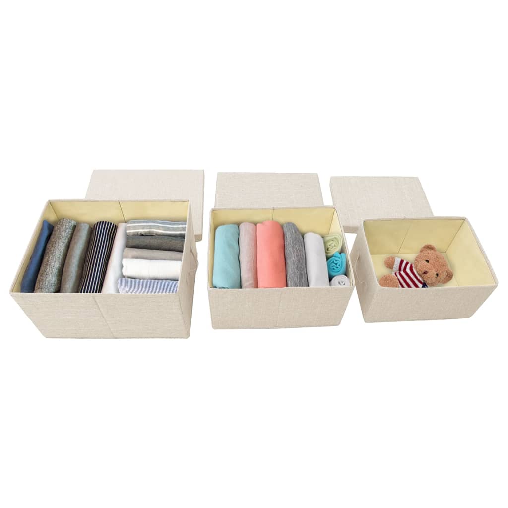 Stohovatelné Úložné Boxy 3Dílná Sada Textil Krémové