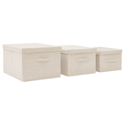 Stohovatelné Úložné Boxy 3Dílná Sada Textil Krémové