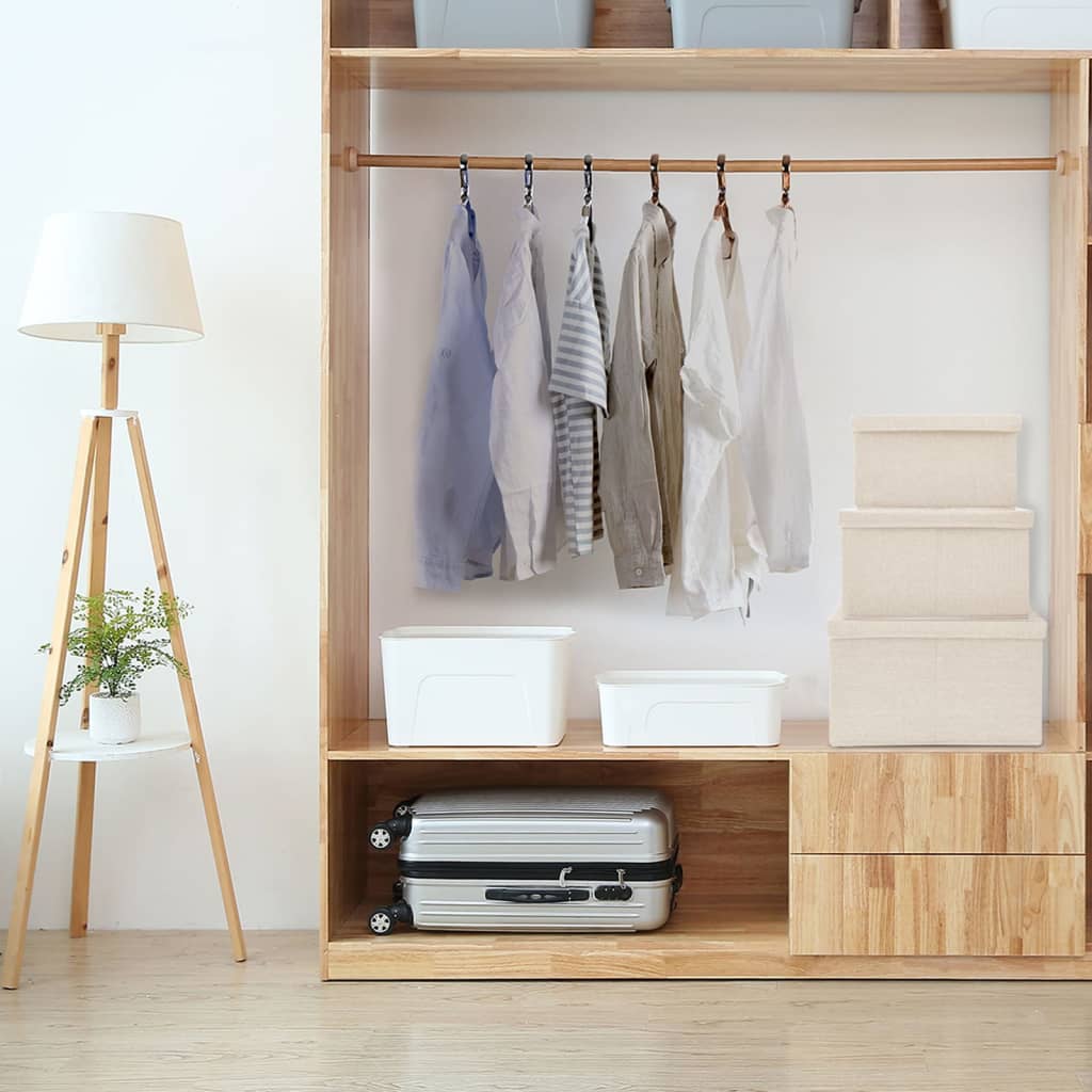 Stohovatelné Úložné Boxy 3Dílná Sada Textil Krémové