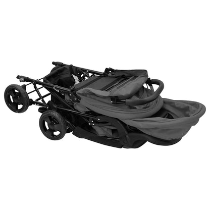 Tandemový Dvojitý Kočárek Tmavě Šedý Ocel