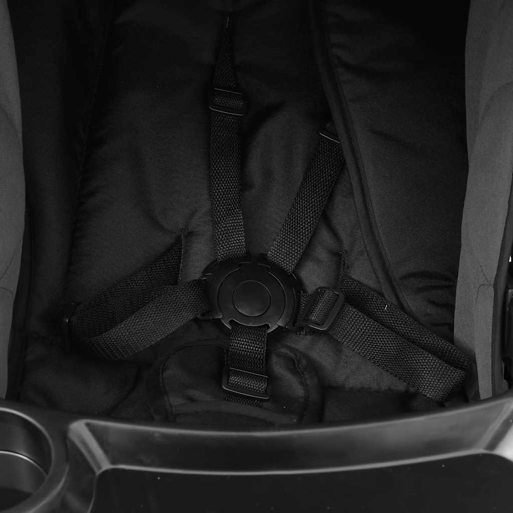 Dětský Kočárek Tmavě Šedý A Černý Ocel