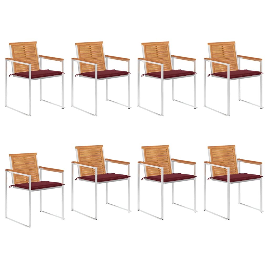 Zahradní Židle 8 Ks S Poduškami Masivní Akáciové Dřevo