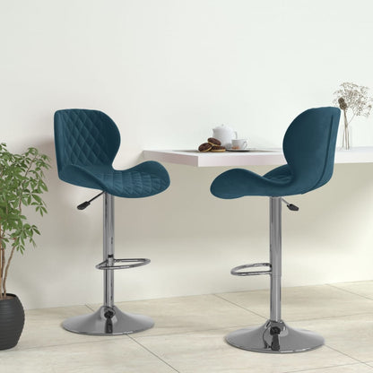Barové Židle 2 Ks Modré Samet