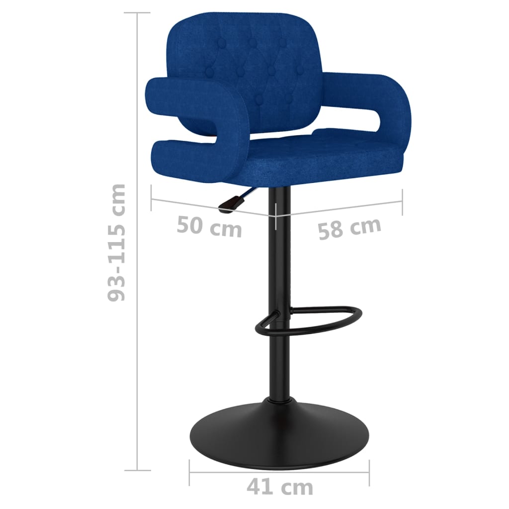 Barové Židle 2 Ks Modré Textil