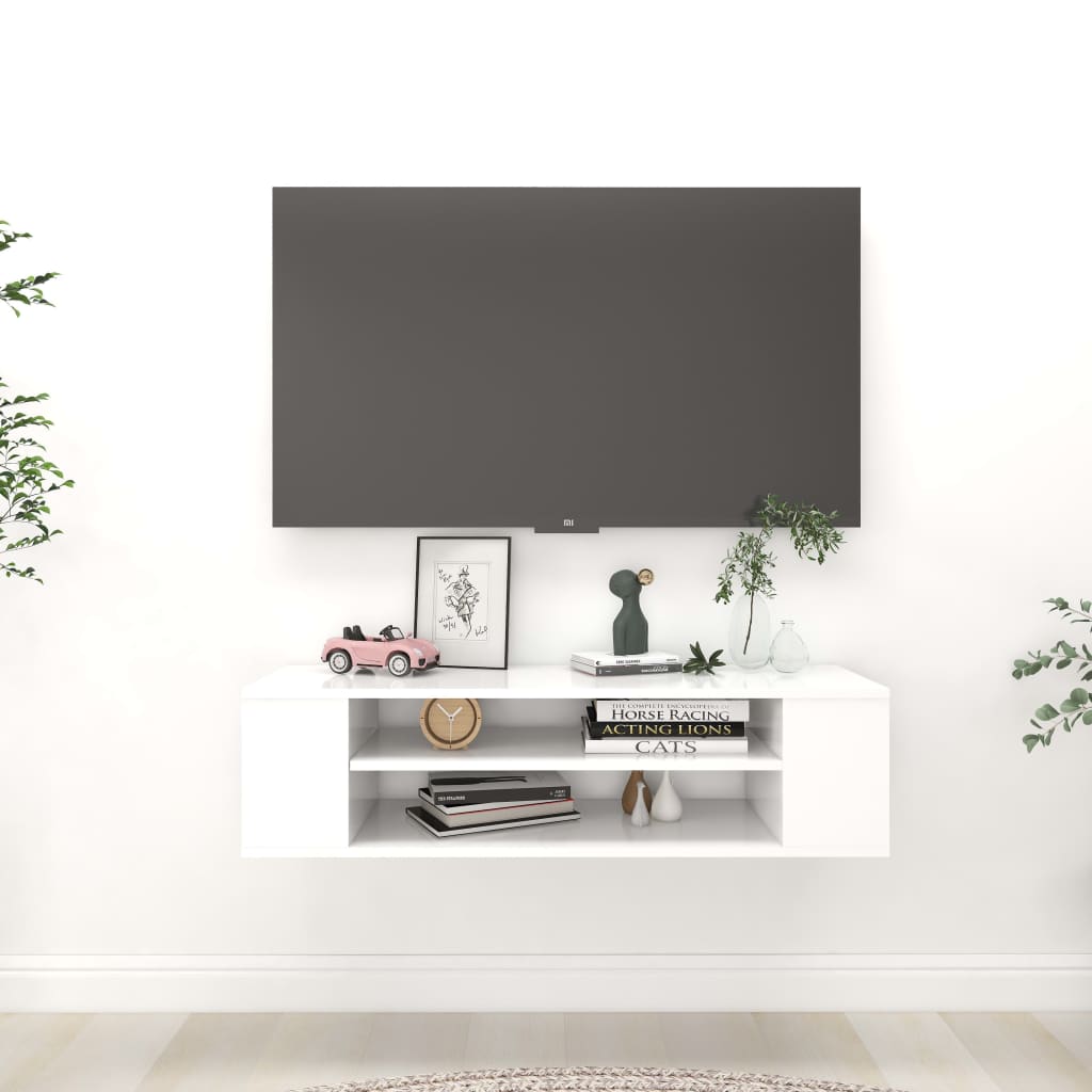 Závěsná Tv Skříňka Černá Vysoký Lesk 100X30X26,5 Cm Dřevotříska