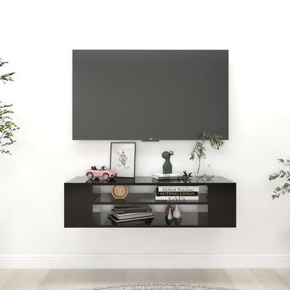 Závěsná Tv Skříňka Černá Vysoký Lesk 100X30X26,5 Cm Dřevotříska