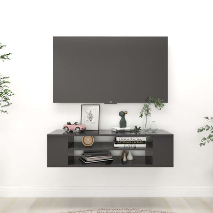 Závěsná Tv Skříňka Černá Vysoký Lesk 100X30X26,5 Cm Dřevotříska