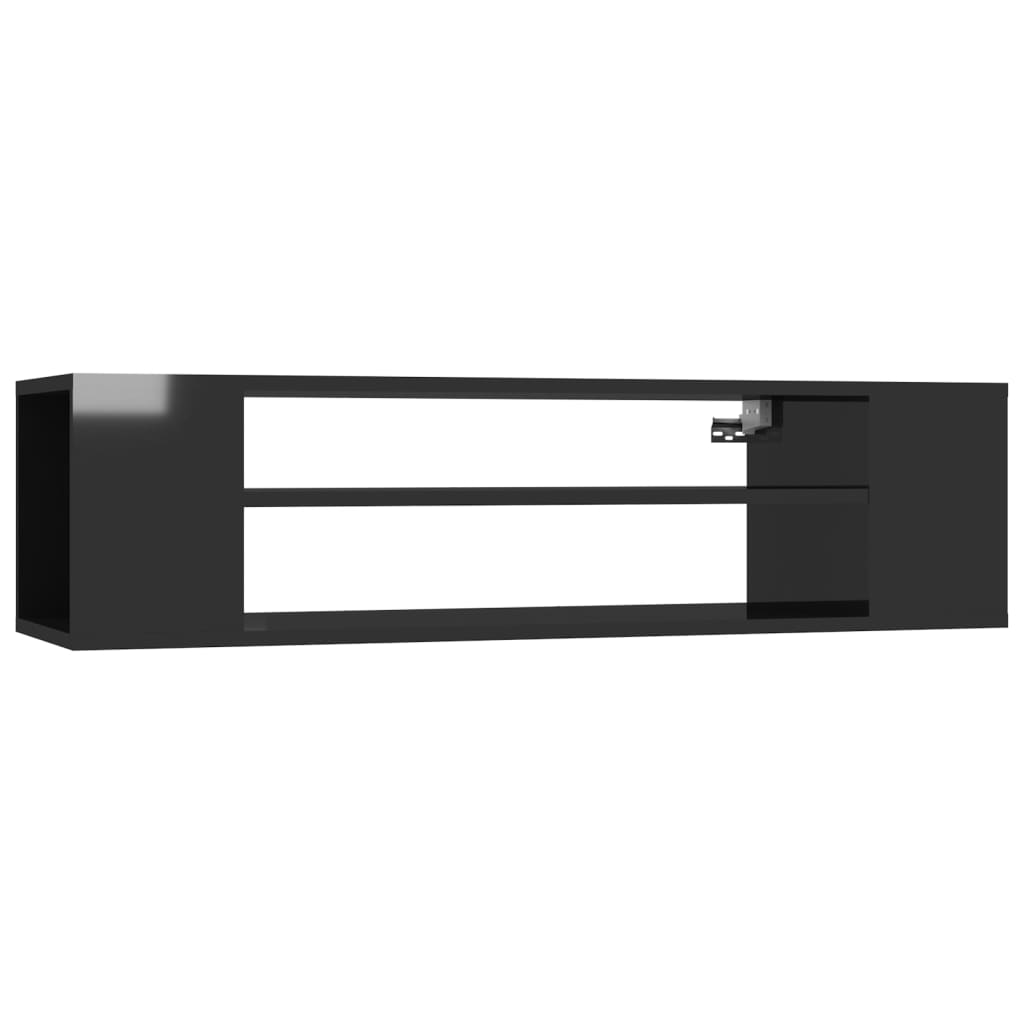 Závěsná Tv Skříňka Černá Vysoký Lesk 100X30X26,5 Cm Dřevotříska