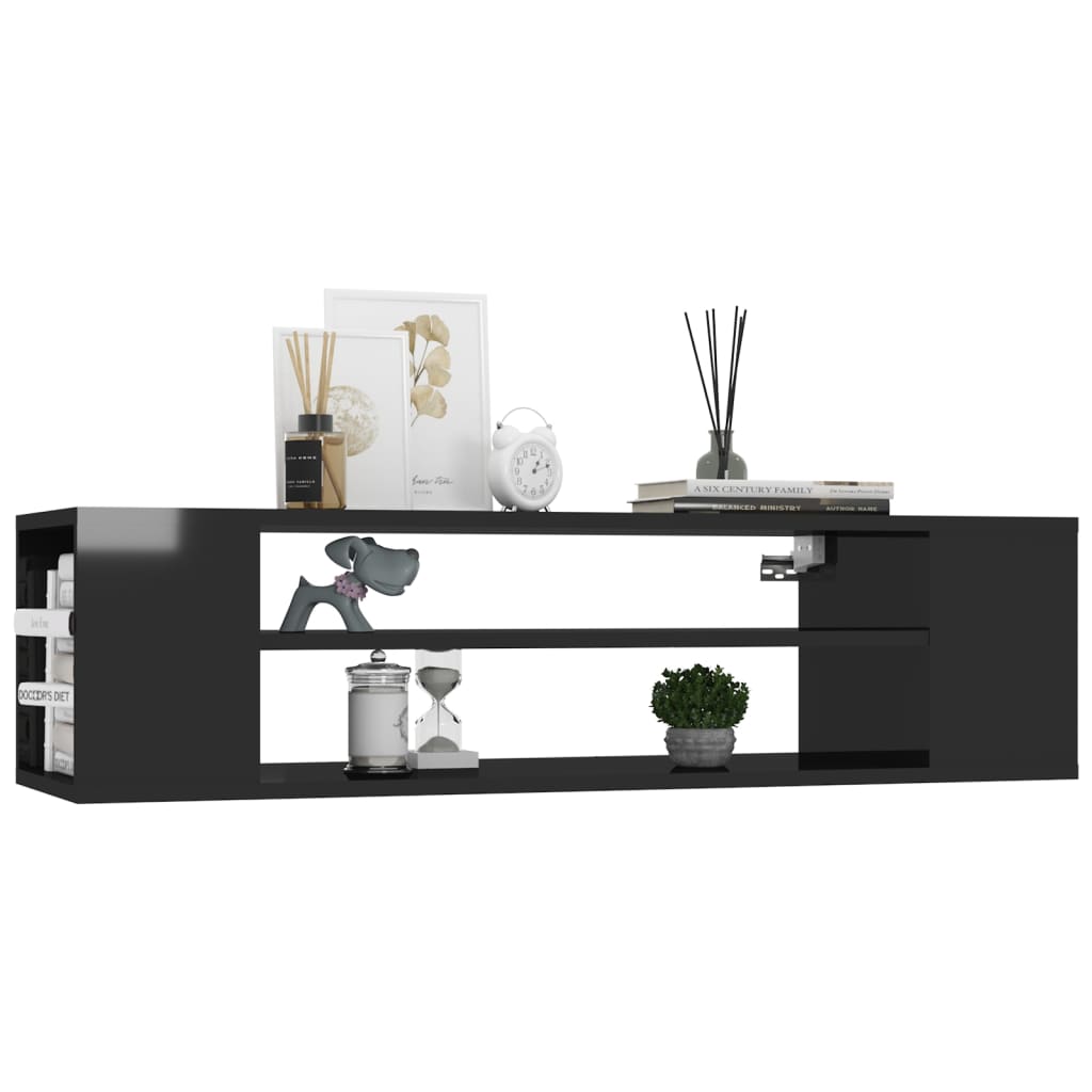 Závěsná Tv Skříňka Černá Vysoký Lesk 100X30X26,5 Cm Dřevotříska
