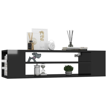 Závěsná Tv Skříňka Černá Vysoký Lesk 100X30X26,5 Cm Dřevotříska
