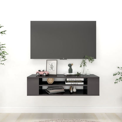 Závěsná Tv Skříňka Černá Vysoký Lesk 100X30X26,5 Cm Dřevotříska