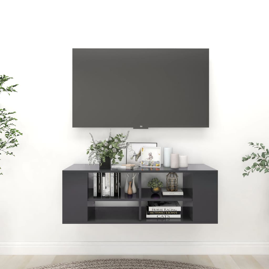 Nástěnná Tv Skříňka Betonově Šedá 102 X 35 X 35 Cm Dřevotříska