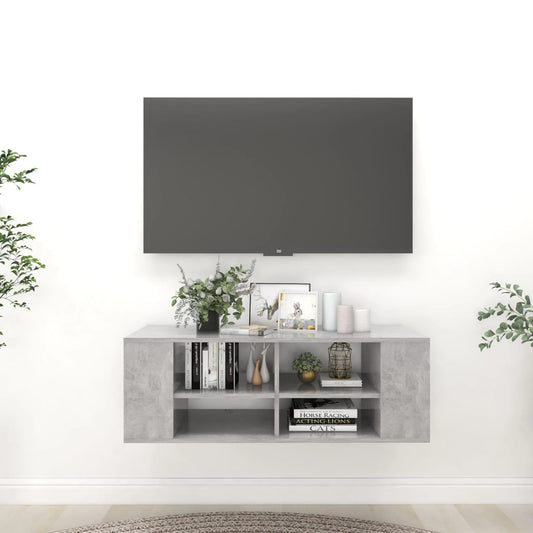 Nástěnná Tv Skříňka Betonově Šedá 102 X 35 X 35 Cm Dřevotříska