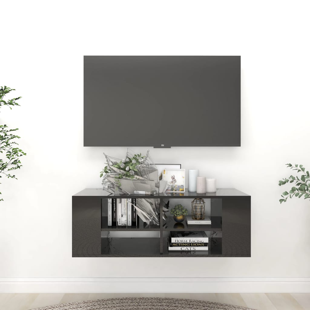 Nástěnná Tv Skříňka Betonově Šedá 102 X 35 X 35 Cm Dřevotříska