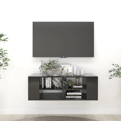 Nástěnná Tv Skříňka Betonově Šedá 102 X 35 X 35 Cm Dřevotříska