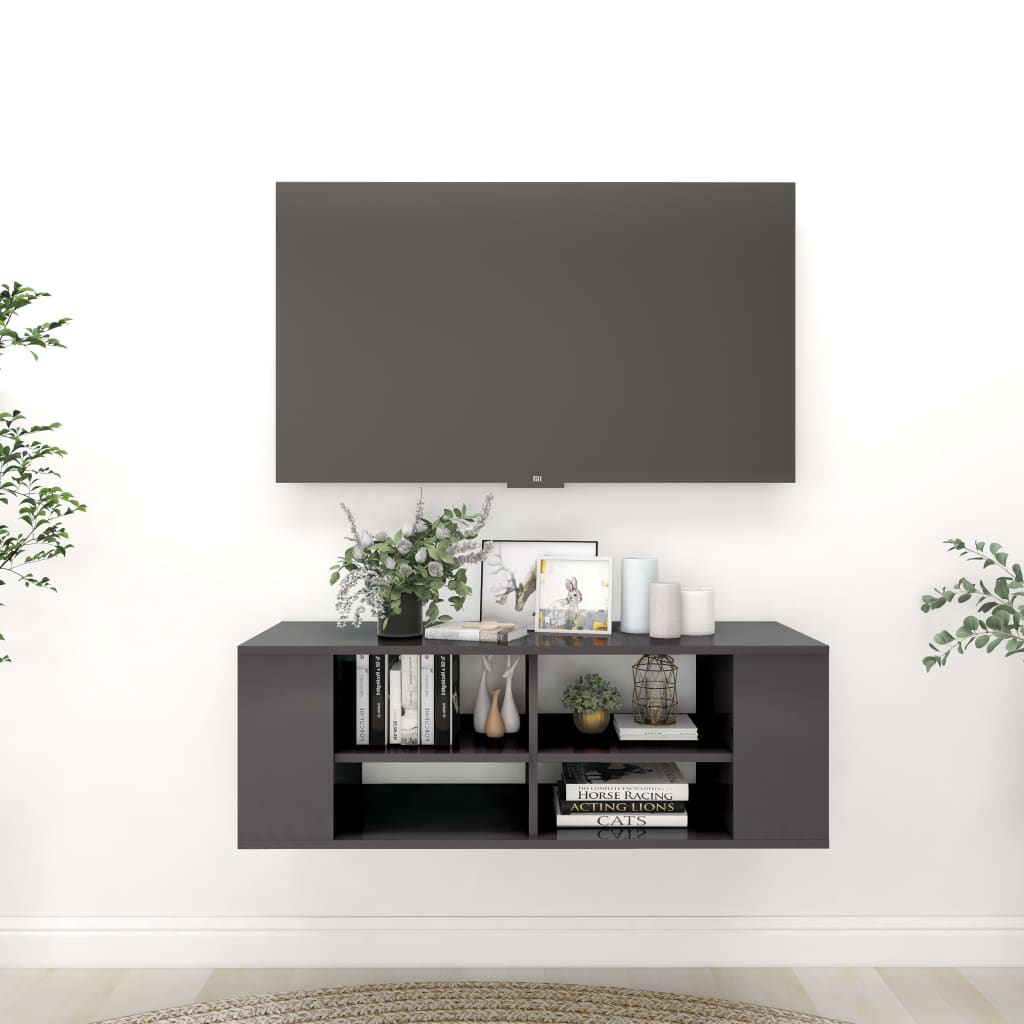 Nástěnná Tv Skříňka Betonově Šedá 102 X 35 X 35 Cm Dřevotříska