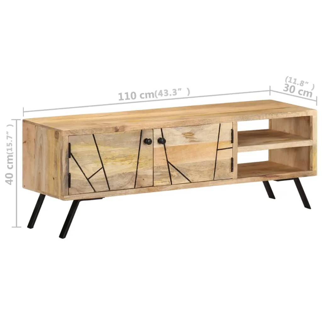 Tv Stolek 110 X 30 X 40 Cm Masivní Mangovníkové Dřevo