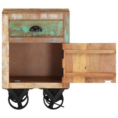 Noční Stolek Na Kolečkách 40X30X57 Cm Masivní Recyklované Dřevo