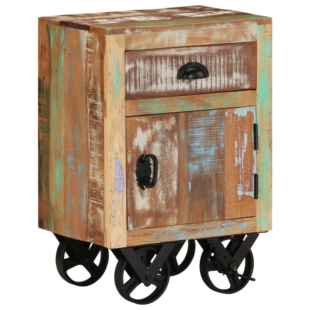 Noční Stolek Na Kolečkách 40X30X57 Cm Masivní Recyklované Dřevo
