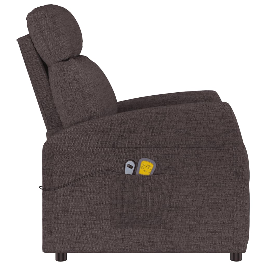 Elektrické Masážní Křeslo Tmavě Hnědé Textil
