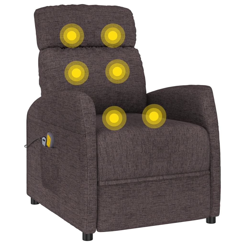 Elektrické Masážní Křeslo Tmavě Hnědé Textil