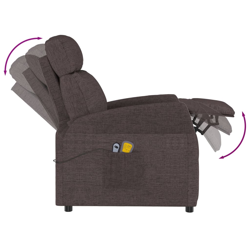 Elektrické Masážní Křeslo Tmavě Hnědé Textil