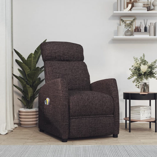 Elektrické Masážní Křeslo Tmavě Hnědé Textil