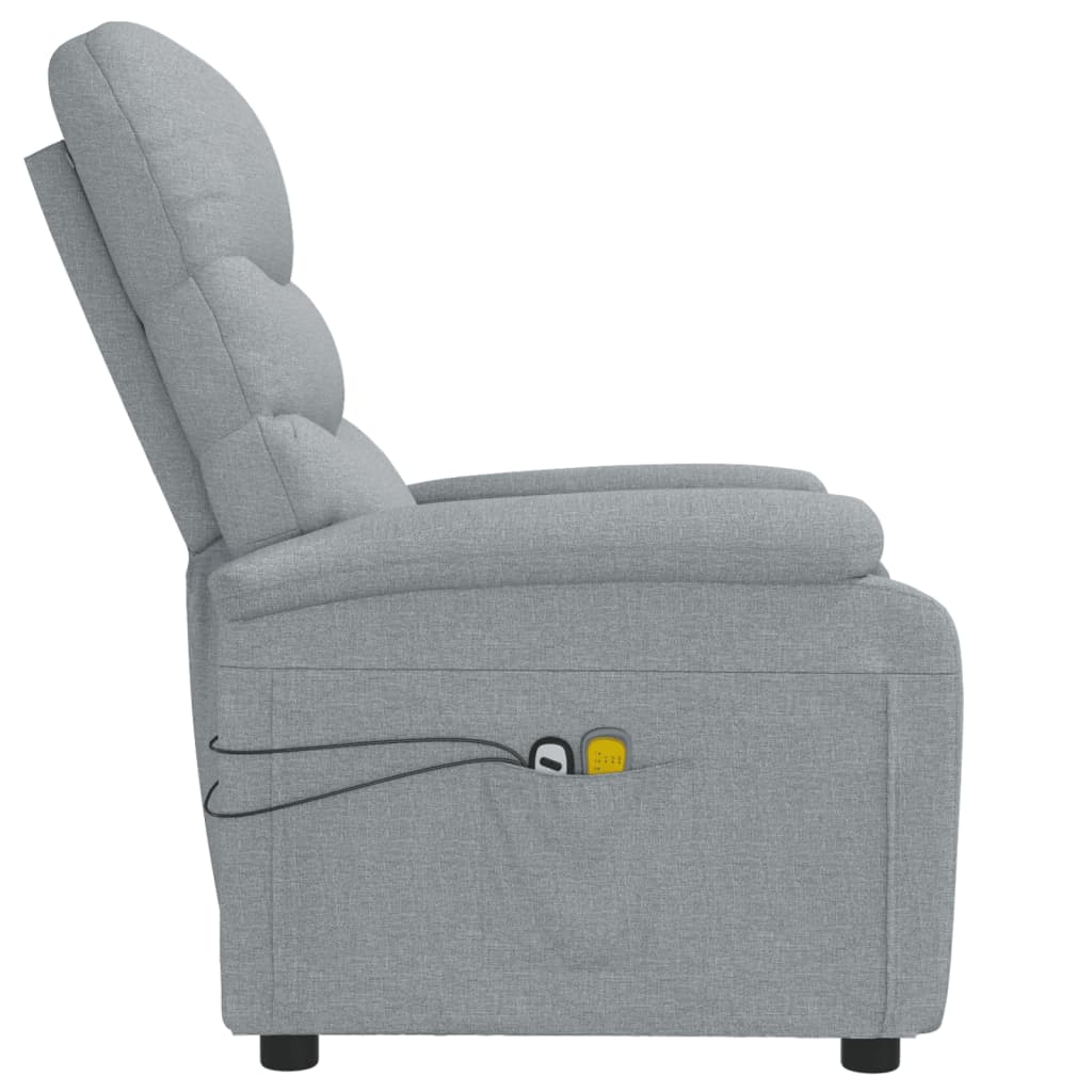 Elektrické Masážní Křeslo Světle Šedé Textil