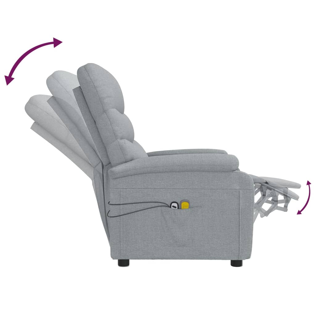 Elektrické Masážní Křeslo Světle Šedé Textil