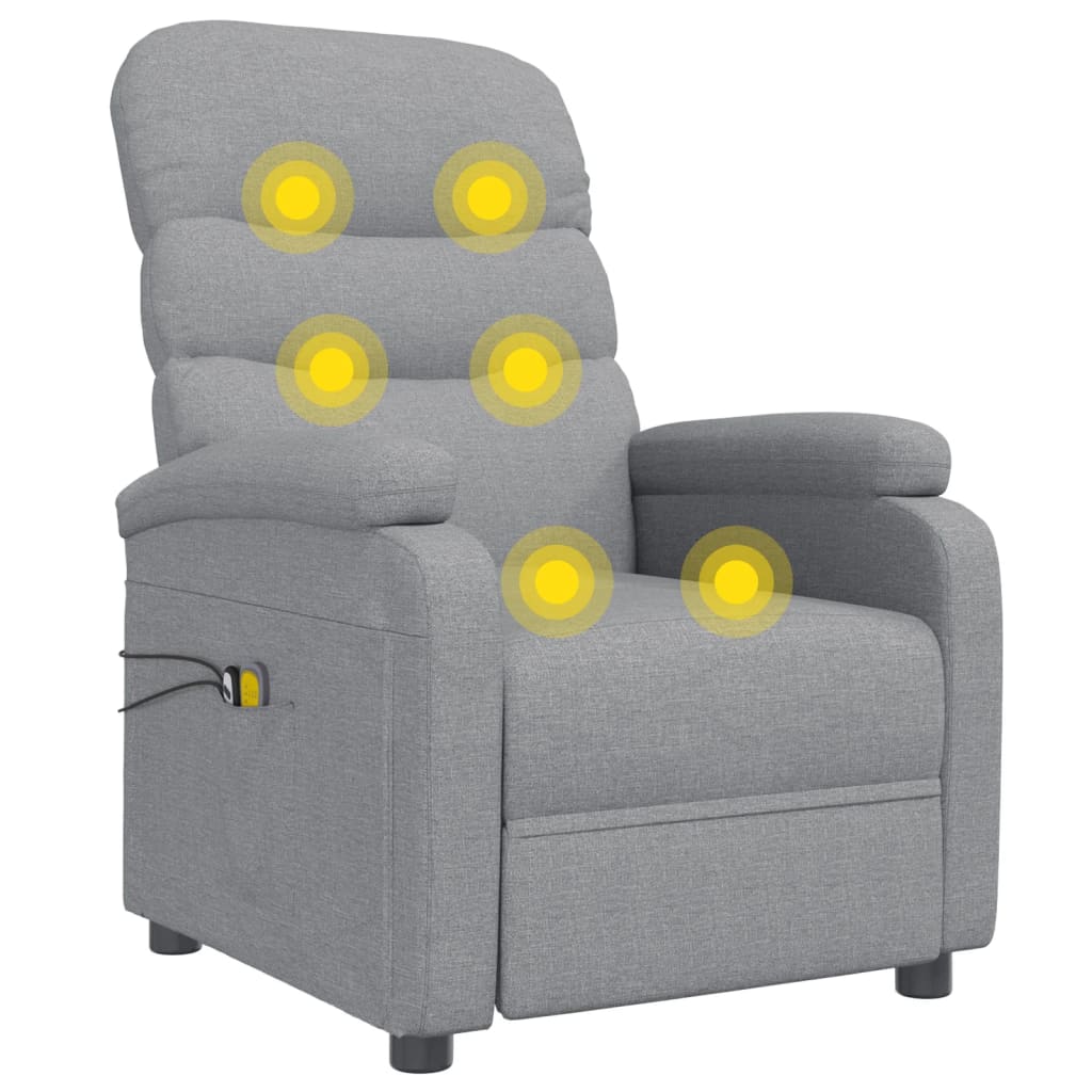 Elektrické Masážní Křeslo Světle Šedé Textil