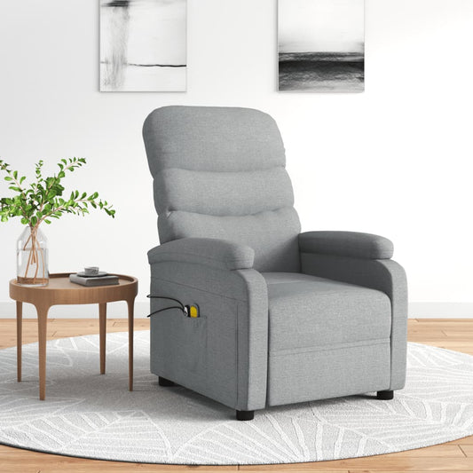 Elektrické Masážní Křeslo Světle Šedé Textil