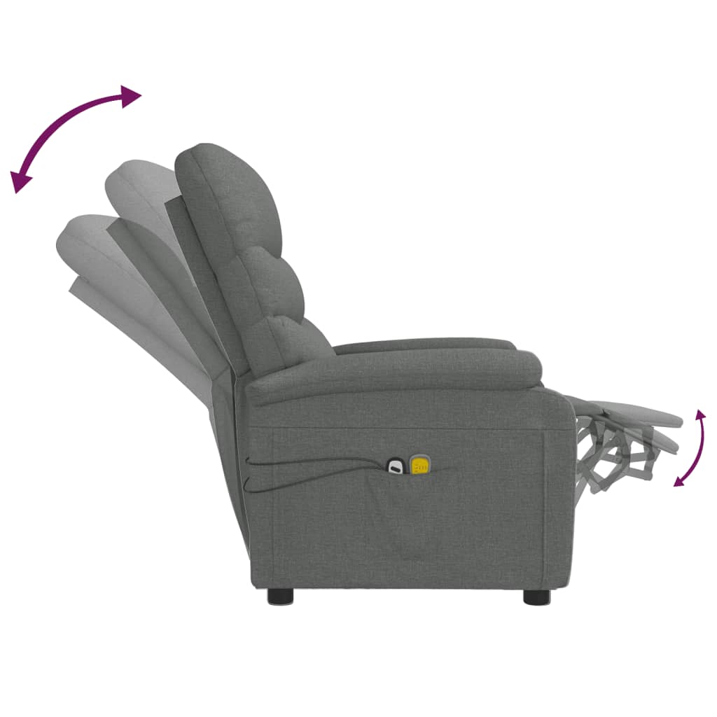 Elektrické Masážní Křeslo Tmavě Šedé Textil