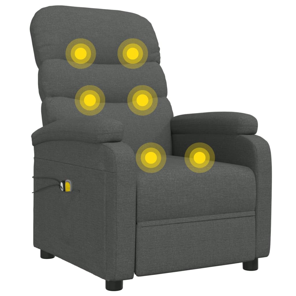 Elektrické Masážní Křeslo Tmavě Šedé Textil