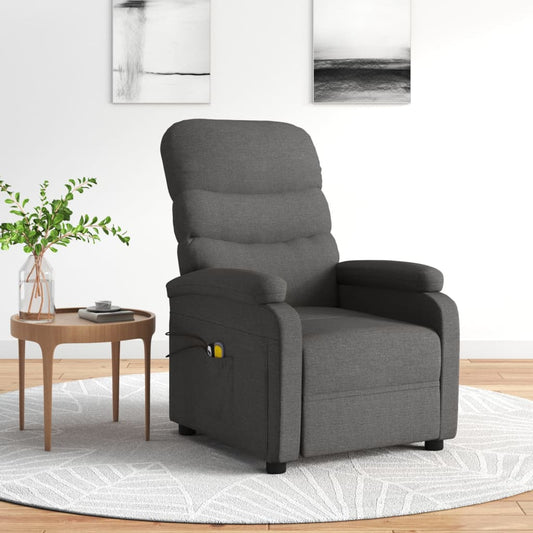 Elektrické Masážní Křeslo Tmavě Šedé Textil