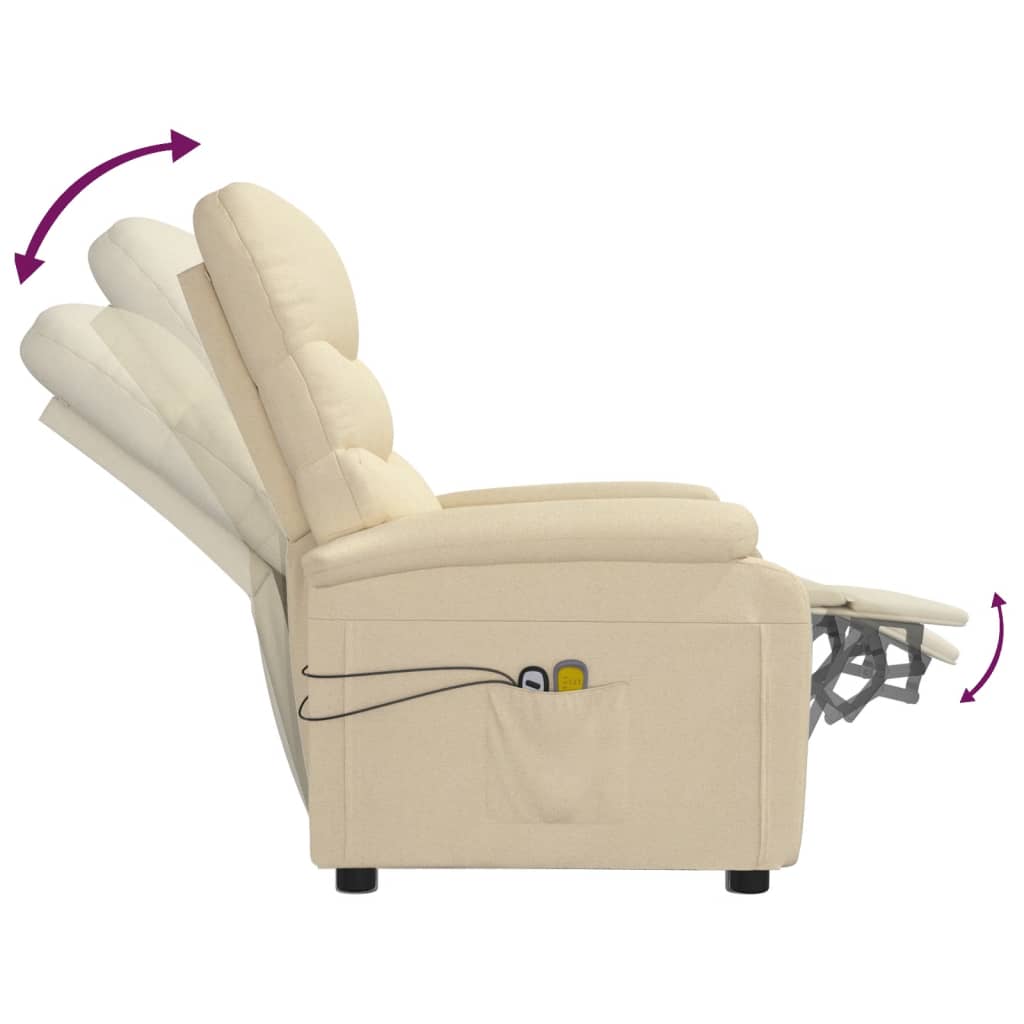 Elektrické Masážní Křeslo Krémové Textil