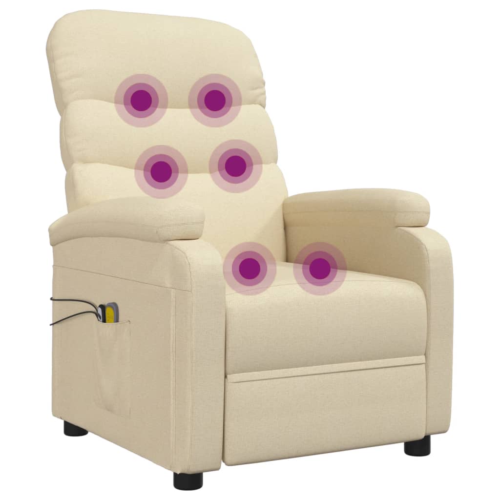 Elektrické Masážní Křeslo Krémové Textil