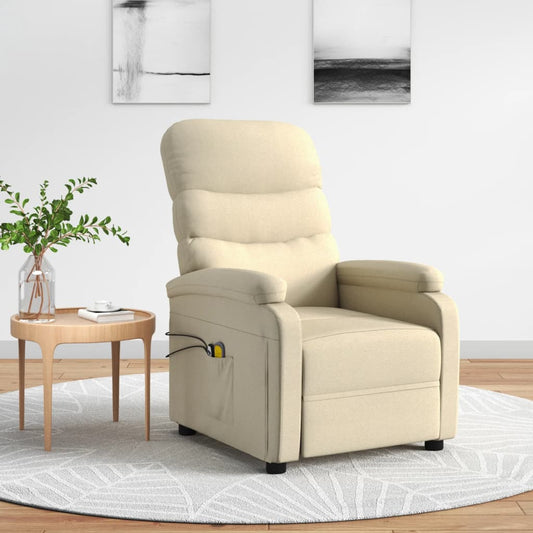 Elektrické Masážní Křeslo Krémové Textil