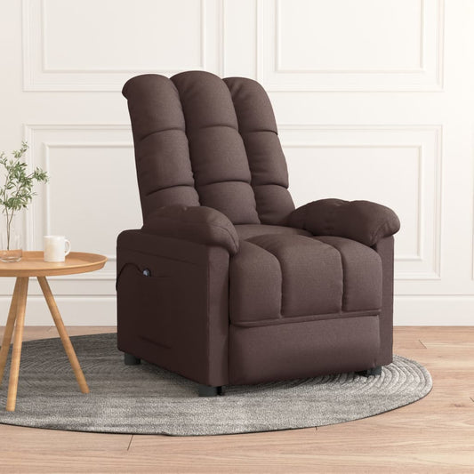 Elektrické Polohovací Křeslo Tmavě Hnědé Textil
