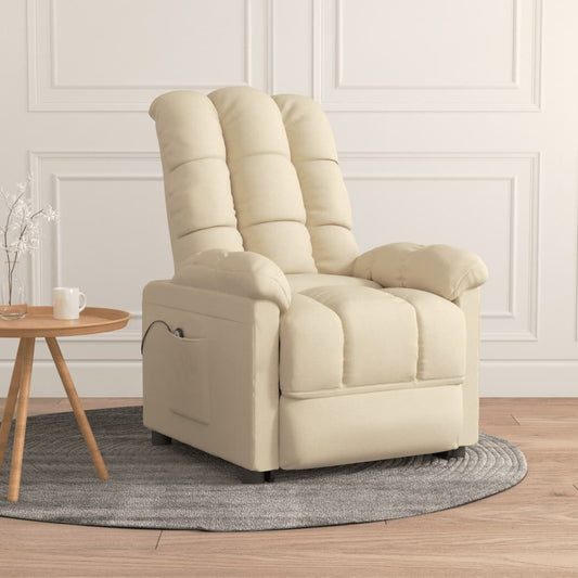 Elektrické Polohovací Křeslo Krémové Textil
