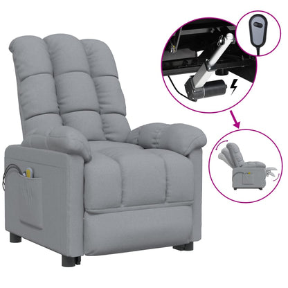 Elektrické Masážní Křeslo Světle Šedé Textil