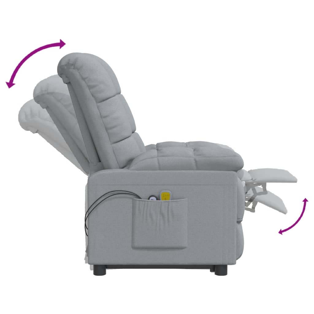 Elektrické Masážní Křeslo Světle Šedé Textil