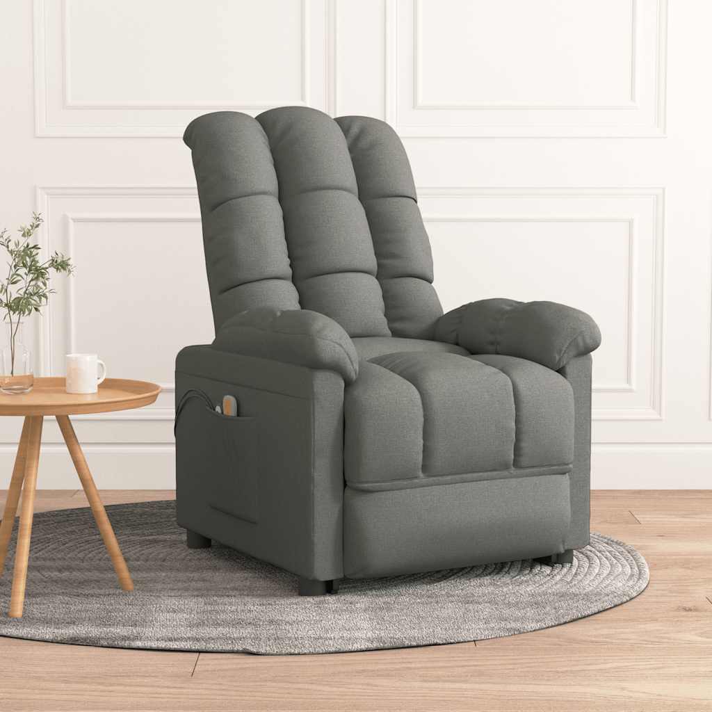 Elektrické Masážní Křeslo Světle Šedé Textil