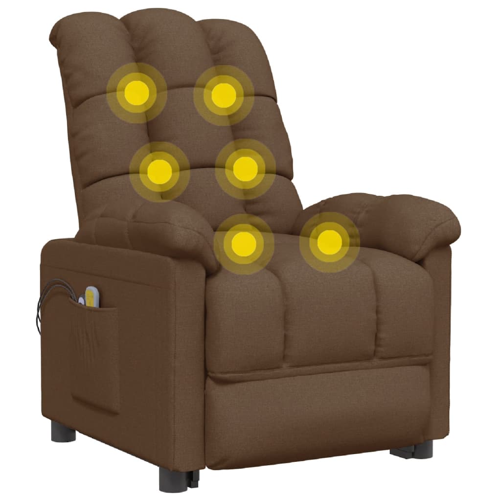 Elektrické Masážní Křeslo Hnědé Textil