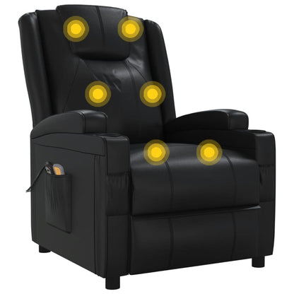 Elektrické Masážní Křeslo Černé Umělá Kůže
